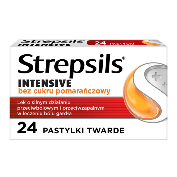 Strepsils Intensive bez cukru pomarańczowy, 8,75 mg, pastylki twarde, 24 szt.