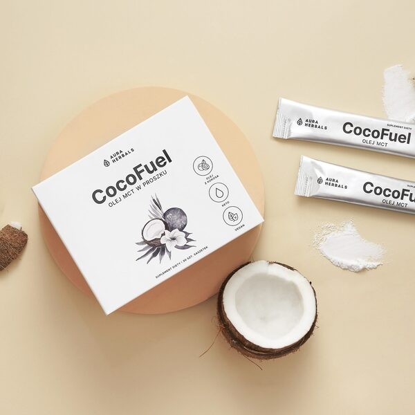Aura Herbals Coco Fuel, Olej MCT w proszku, saszetki, 30 szt.