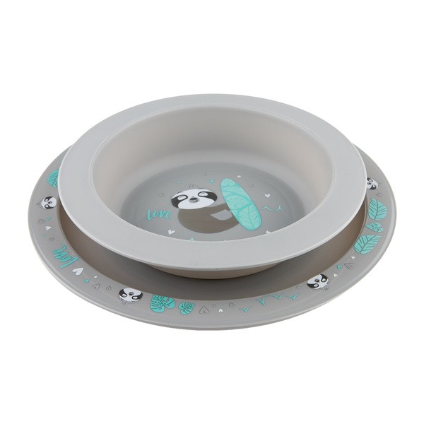 Canpol Babies, zestaw naczyń 2 elementy, EXOTIC ANIMALS, szary, 1 szt.