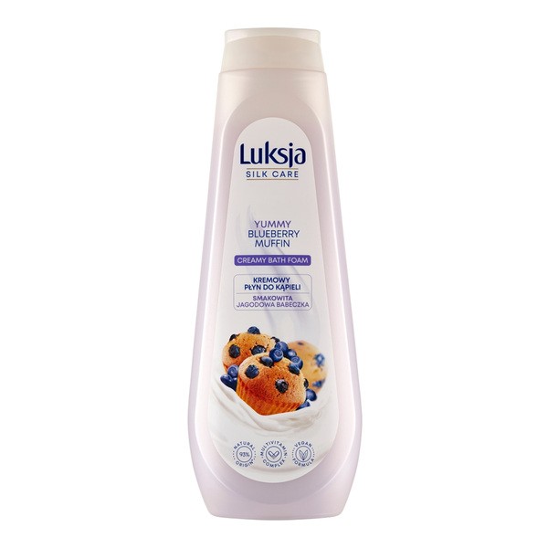Luksja Silk Care, kremowy płyn do kąpieli, smakowita jagodowa babeczka, 900 ml