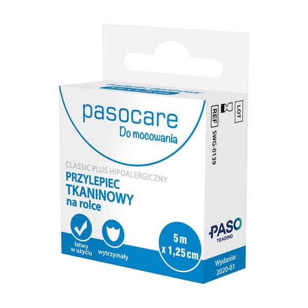 Pasocare, przylepiec tkaninowy w rolce, 5 m x 1,25 cm, 1 szt.