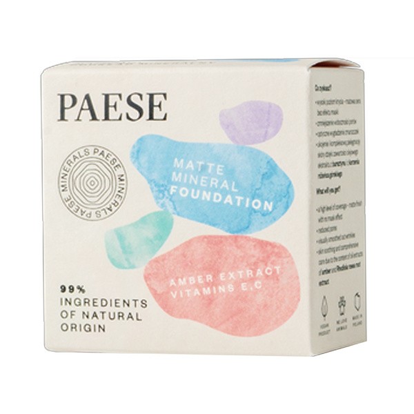 Paese Minerals, matujący podkład mineralny, 100N Light Beige, 7 g
