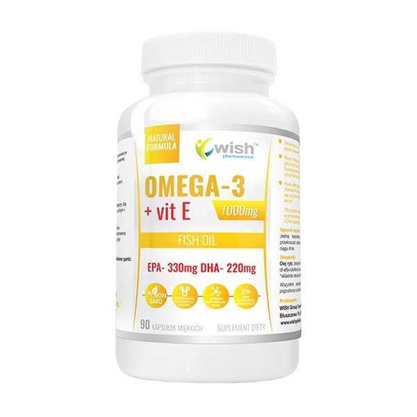 Wish Omega-3 1000 mg + Vit E , kapsułki, 90 szt.