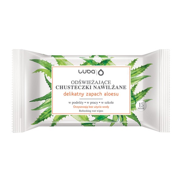 Luba, Nawilżane chusteczki odświeżające Aloes, 15 szt