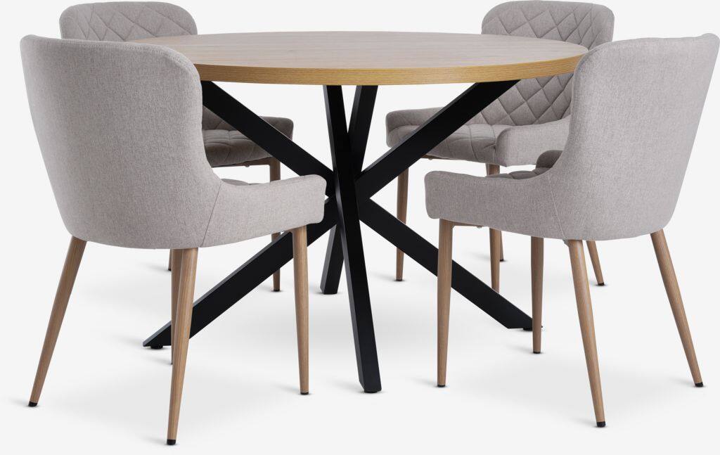 NORTOFT BELLINGE NORTOFT Ø120 egetræsbord 4 BELLINGE stol sand/eg