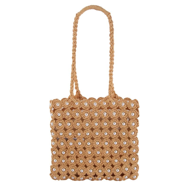 Ny designer perlehalmvevd DAMEveske med imitert perleinnlegg, vevde skuldervesker, håndvesker og vesker til DAME
