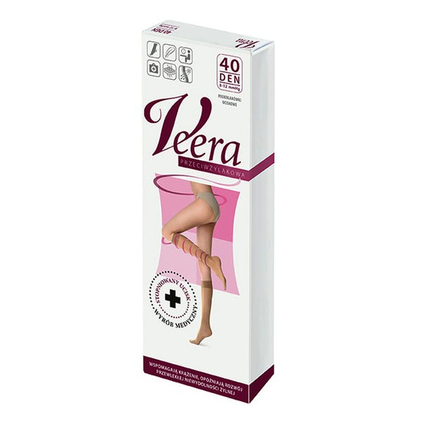 Veera Przeciwżylakowa, podkolanówki uciskowe, 40 DEN, natural, rozmiar 3/4 (39-41)