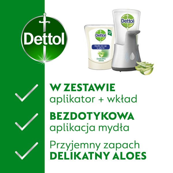 Dettol, antybakteryjne, mydło w płynie aloe vera, bezdotykowy aplikator, 250 ml