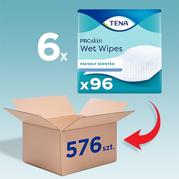 TENA Wet Wipe, chusteczki nawilżane 3w1, duopak, 2 x 48 szt.