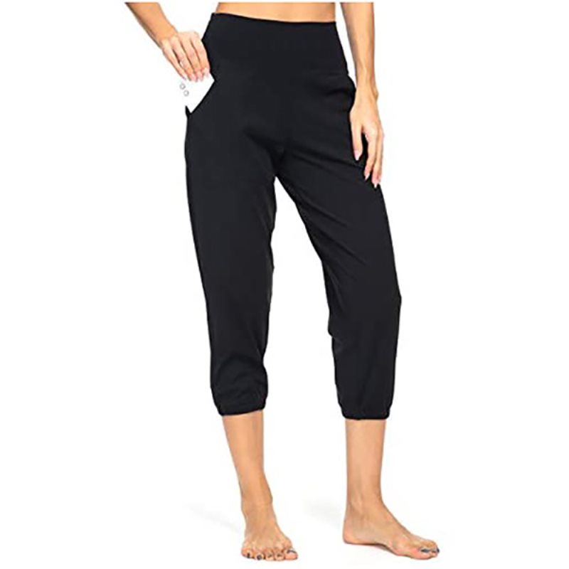 Kcutteyg Joggers med hög midja och fickor Mjuka byxor för löpning Lounge: Sport och utomhus