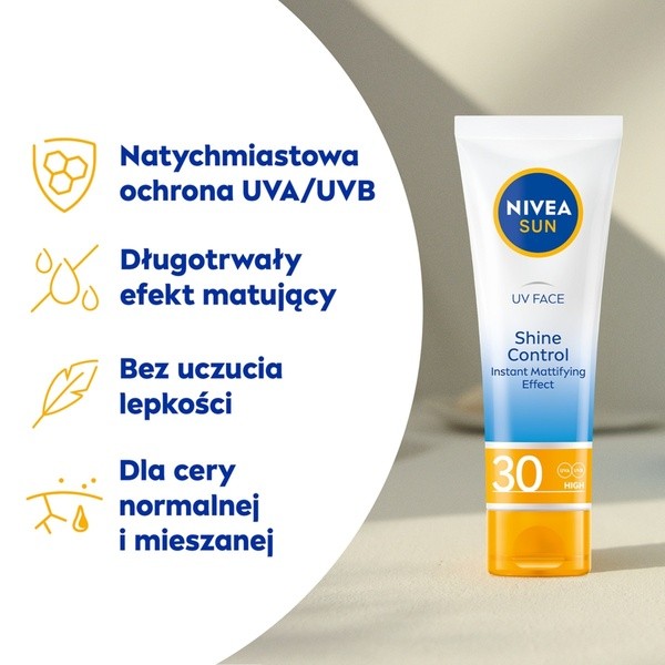 Nivea Sun Shine Control, matujący krem do twarzy SPF 30, 50 ml