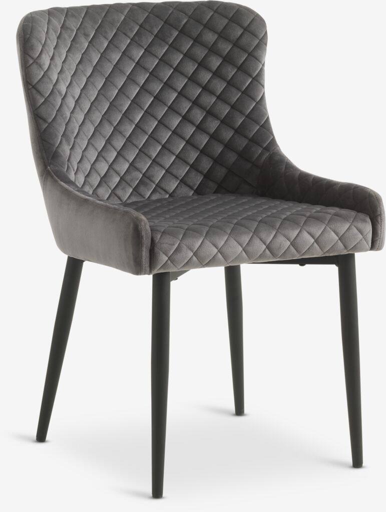 PEBRINGE Spisebordsstol i fløjl, grå/sort