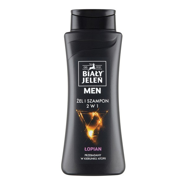 Biały Jeleń Men, żel i szampon 2 w 1 dla mężczyzn, łopian, 300 ml