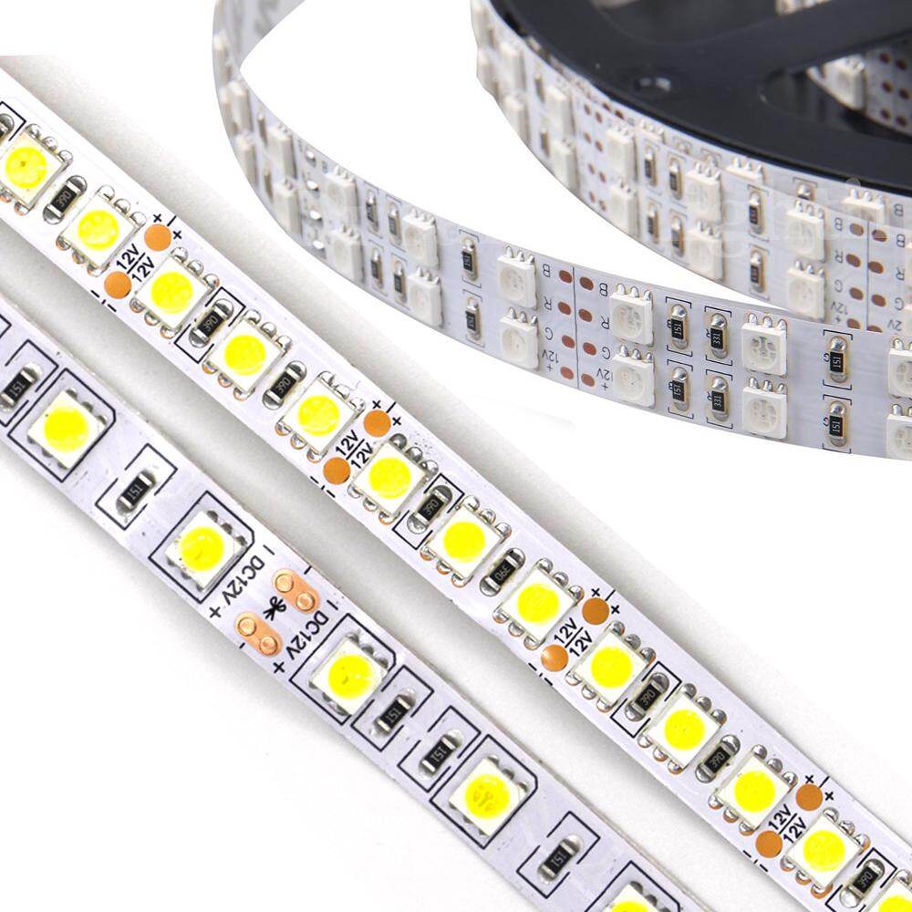 Bande LED RGB 5 m, 12 V/24 V, 120 LED/m ou 60 LED/m, étanche, SMD 5050, blanc chaud, double rangée, flexible.