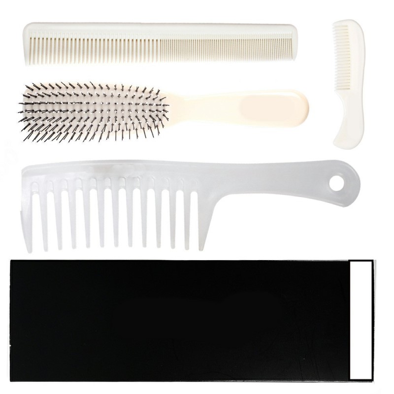 Grzebień z szerokimi zębami, grzebień żebrowany, grzebień z dużymi zębami, grzebień fryzjerski odporny na ciepło, antystatyczny, biały, zestaw 4 elementów, 9