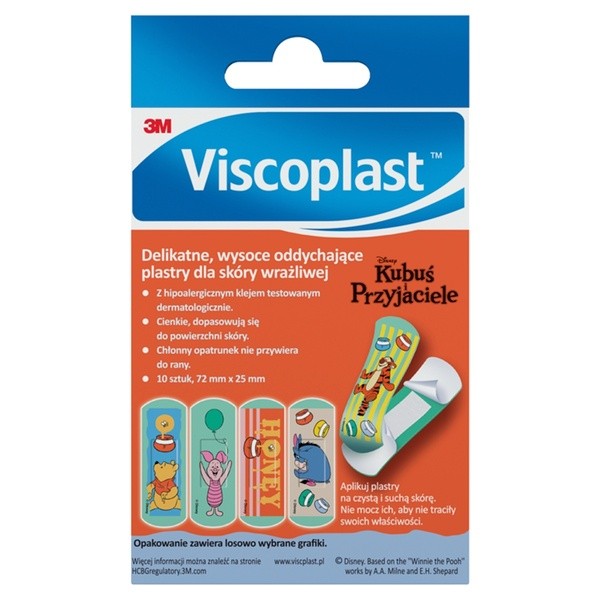Viscoplast, Plastry Kubuś i Przyjaciele dekorowane plastry dla dzieci, 72 mm x 25 mm, 10 szt.