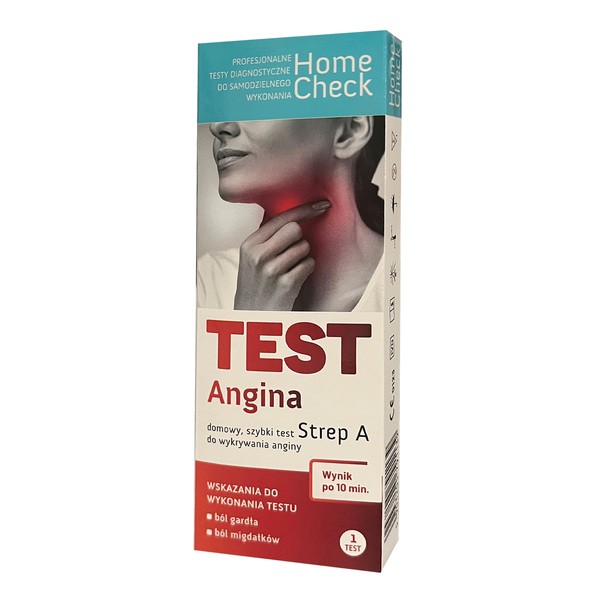 Home Check Test Angina Strep A, test do wykrywania antygenu paciorkowca grupy A, 1szt.