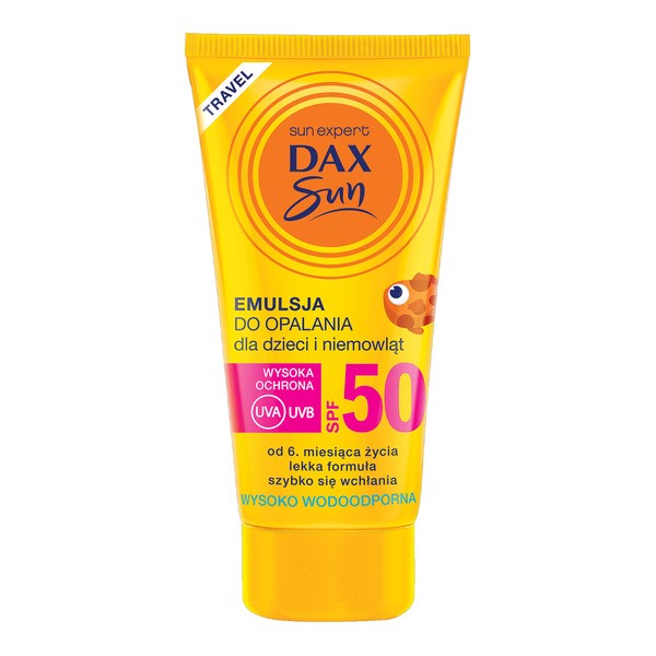 Dax Sun Travel, emulsja do opalania dla dzieci i niemowląt SPF 50, 50 ml