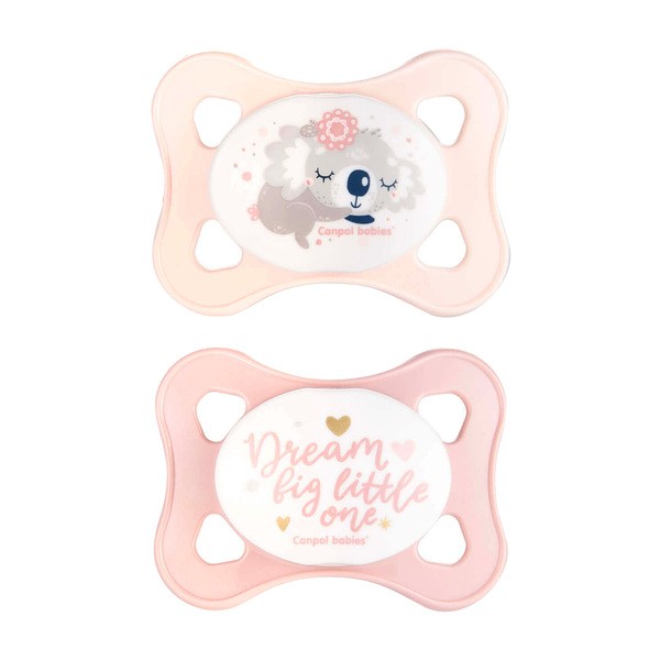 Canpol Babies, smoczek silikonowy, symetryczny, Mini, 0-2 m, pink, 2 szt