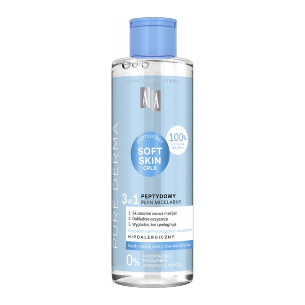 AA Pure Derma, peptydowy płyn micelarny 3w1, 200 ml