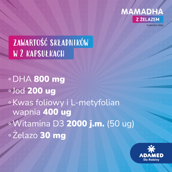 MamaDHA z Żelazem, kapsułki, 60 szt.