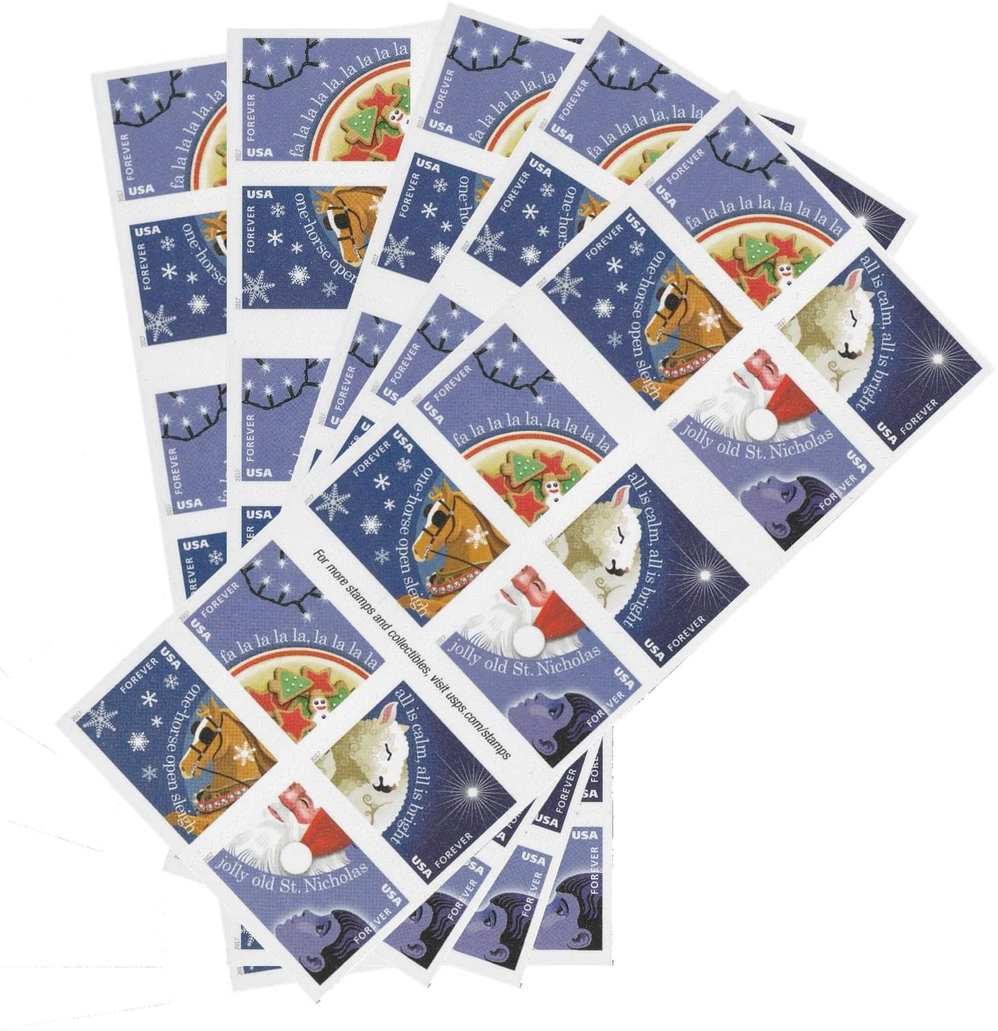 (2017) USPS Christmas Carols Forever Postage Stamps