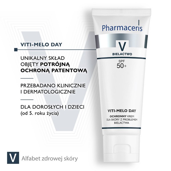 Pharmaceris V Viti-Melo Day, ochronny krem dla skóry z problemem bielactwa, do twarzy i ciała, SPF 50+, 75 ml