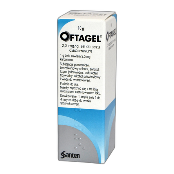 Oftagel, żel do oczu, (2,5 mg / g), 10 g