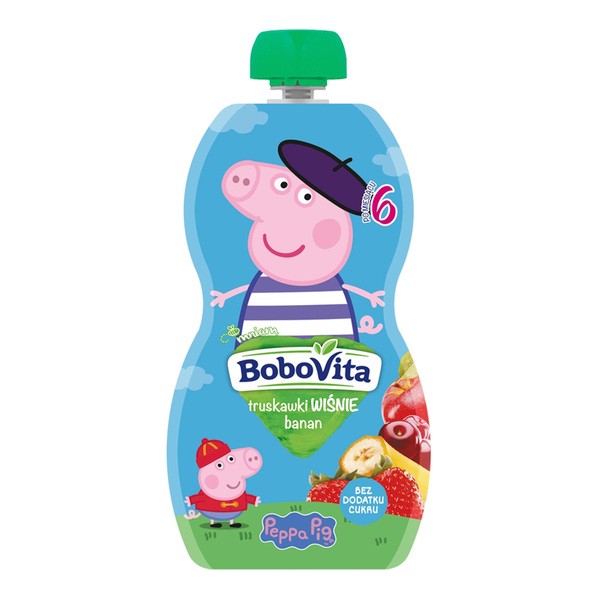 BoboVita, mus truskawki i wiśnie z bananem, 6 m+, 100 g