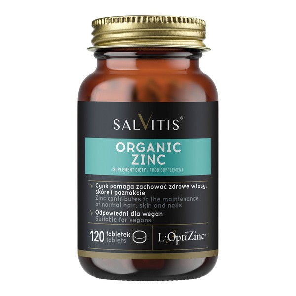 Salvitis Organic Zinc (Cynk organiczny), tabletki powlekane, 120 szt.