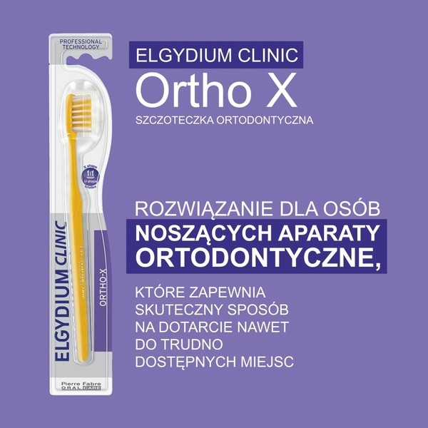 Elgydium Clinic X Orthodontics, szczoteczka dla dorosłych, średnia, 1 szt.