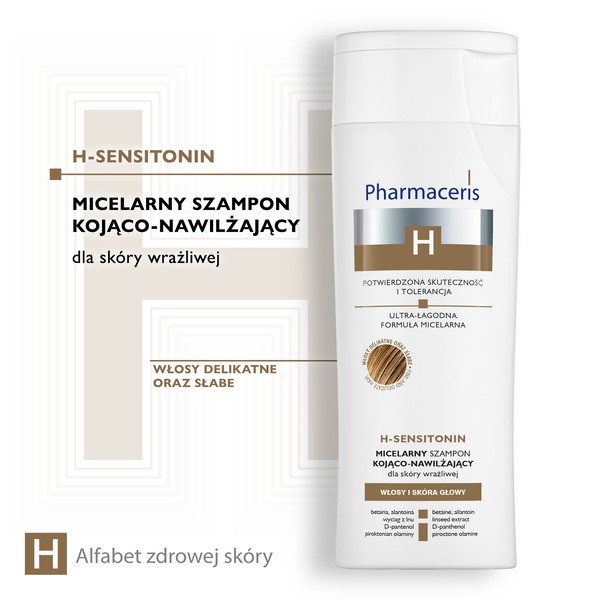 Pharmaceris H Sensitonin, micelarny szampon kojąco-nawilżający do skóry wrażliwej, 250 ml