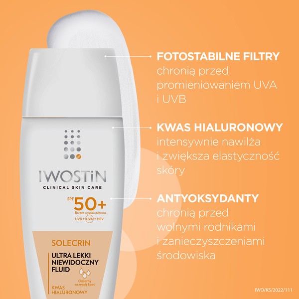 Iwostin Solecrin, ultra lekki niewidoczny fluid SPF 50+, 40 ml