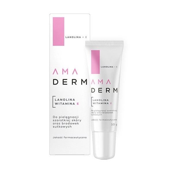 Amaderm Lanolina+Witamina E, do pielęgnacji szorstkiej skóry oraz brodawek sutkowych, 10 g