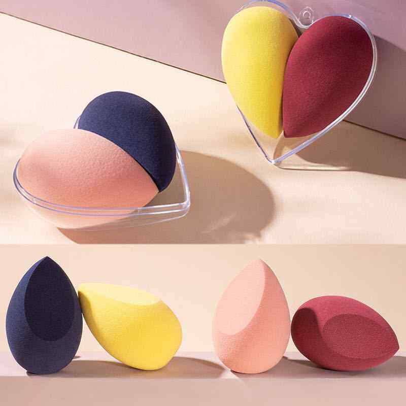Conjunto Beauty Blender com esponja de maquiagem em formato de ovo, pó, base, BB Cream e formato de coração. Ferramenta cosmética para mulheres.
