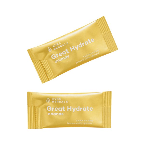Aura Herbals Great Hydrate, saszetki z proszkiem, smak ananas, 10 szt.