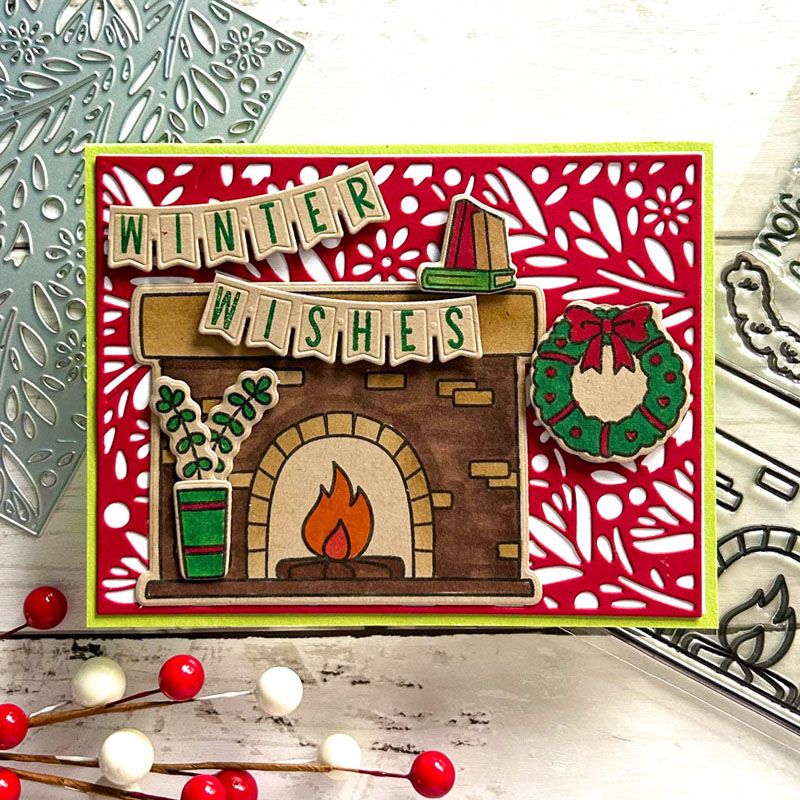 Cozy Fireplace Extras Clear Stamp Set 16 Stamps