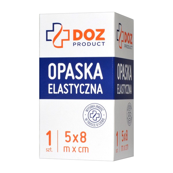 Zestaw 4x DOZ PRODUCT Opaska elastyczna tkana z zapinką, 5 m x 8 cm, 1 szt.