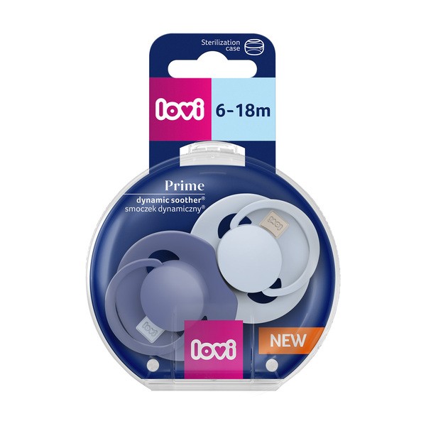 Canpol Lovi Prime, dynamiczny smoczek uspokajający silikonowy, 6-18 m Baby Blue/Blue, 2 szt.