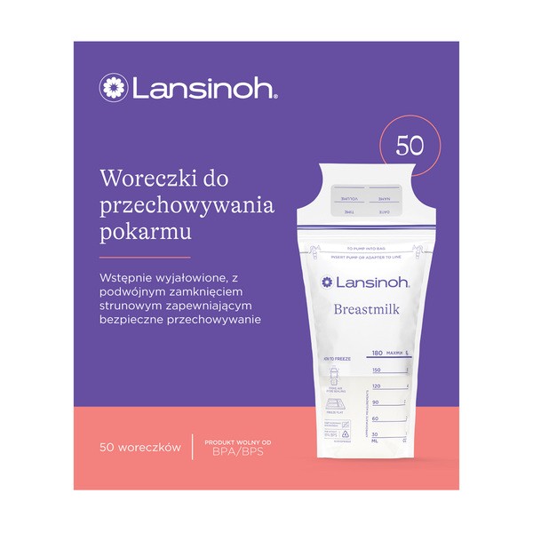Lansinoh, woreczki do przechowywania pokarmu, 50 szt.