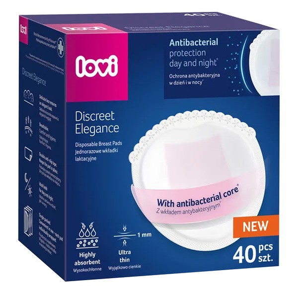 Canpol Lovi, Wkładki laktacyjne antybakteryjne Discreet Elegance, białe, 40 szt.