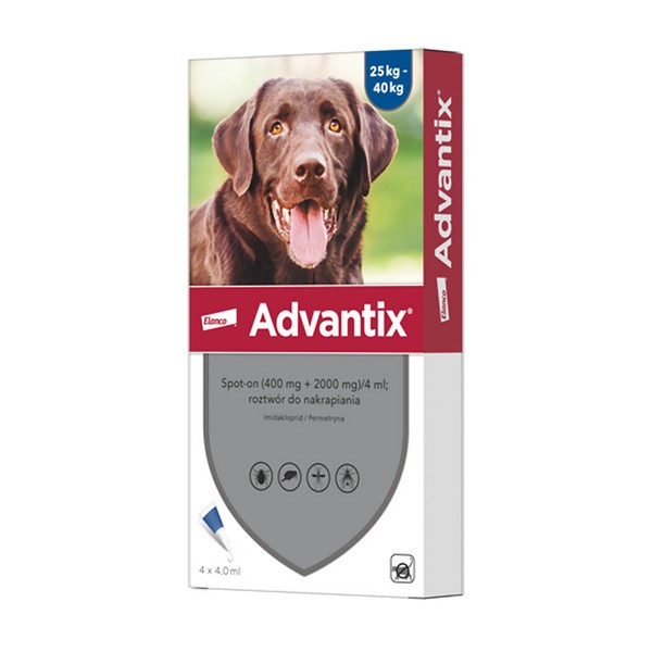 Advantix Spot-on, psy 25-40 kg, 4 ml x 4 szt.