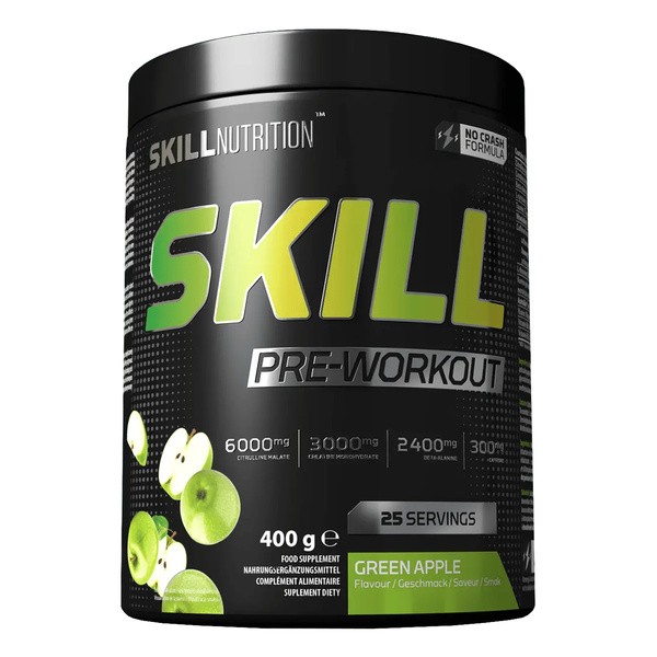 Skill Nutrition Pre-Workout, proszek, smak green apple, 400 g