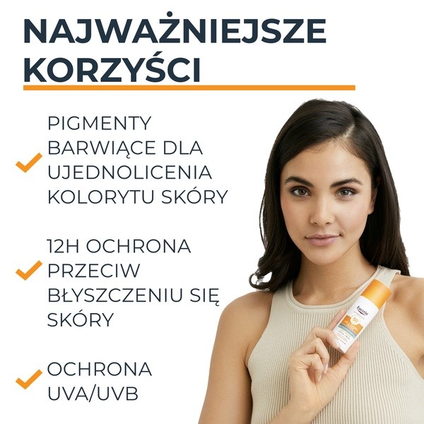 Eucerin Oil Control SPF 50+, żel-krem ochronny barwiący, 50 ml