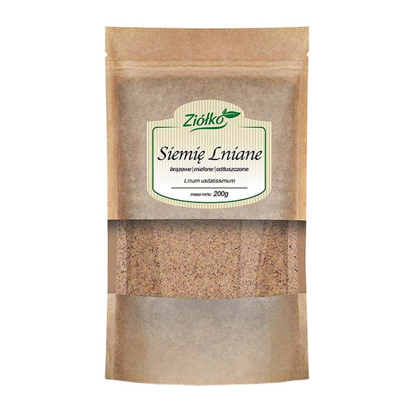 Ziółko, siemię lniane brązowe mielone odtłuszczone, 200 g
