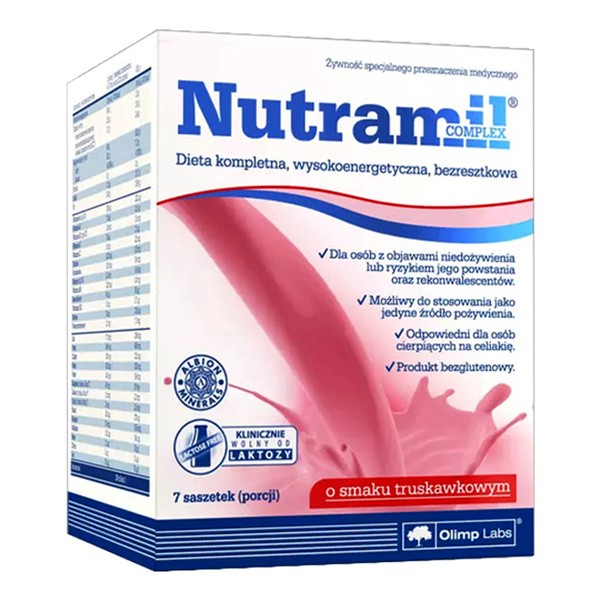 Olimp Nutramil Complex, smak truskawkowy, 7 saszetek