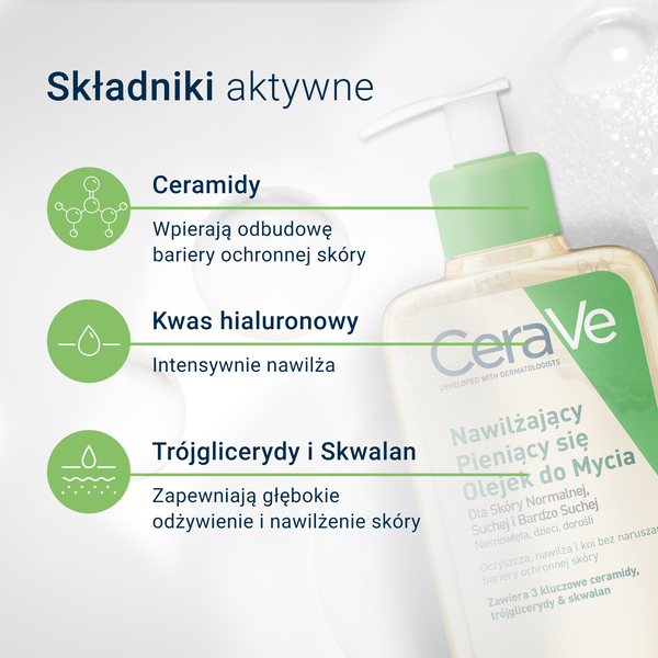 CeraVe, nawilżający pieniący się olejek do mycia, 236 ml