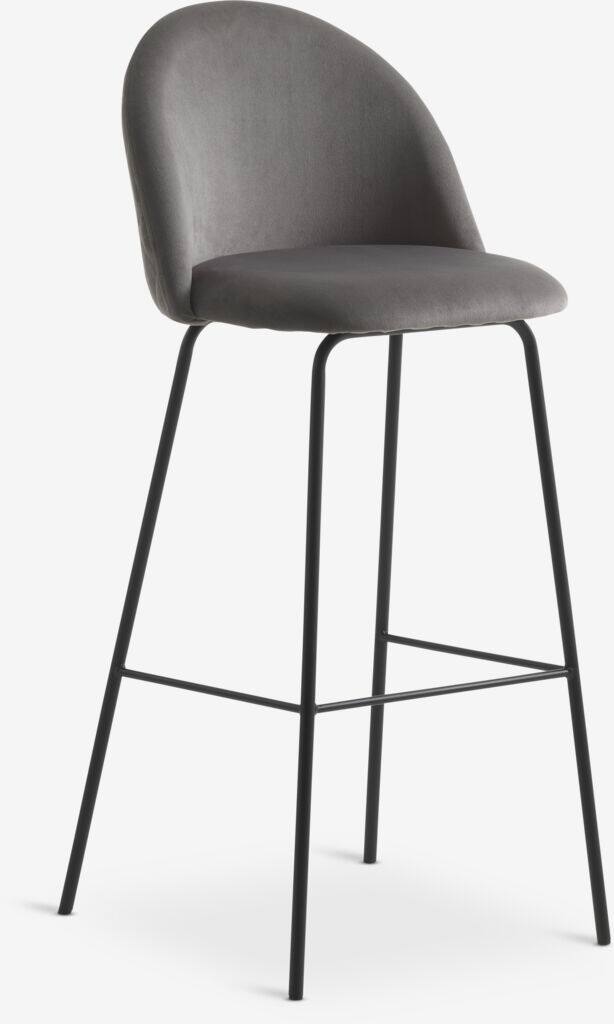 GRINDSTED GRINDSTED fløjlsgrå/sort barstol