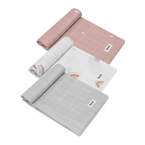 Lionelo, Bambusowe pieluszki dla dziecka, rainbow, 3 szt.