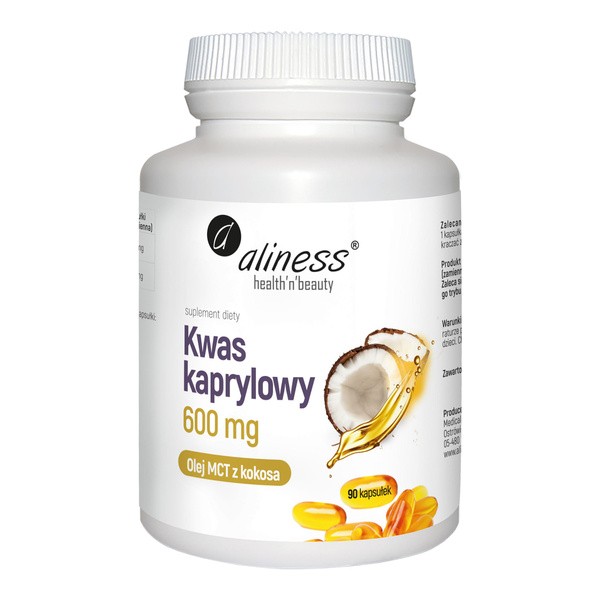 Aliness Kwas kaprylowy 600 mg, kapsułki miękkie, 90 szt.